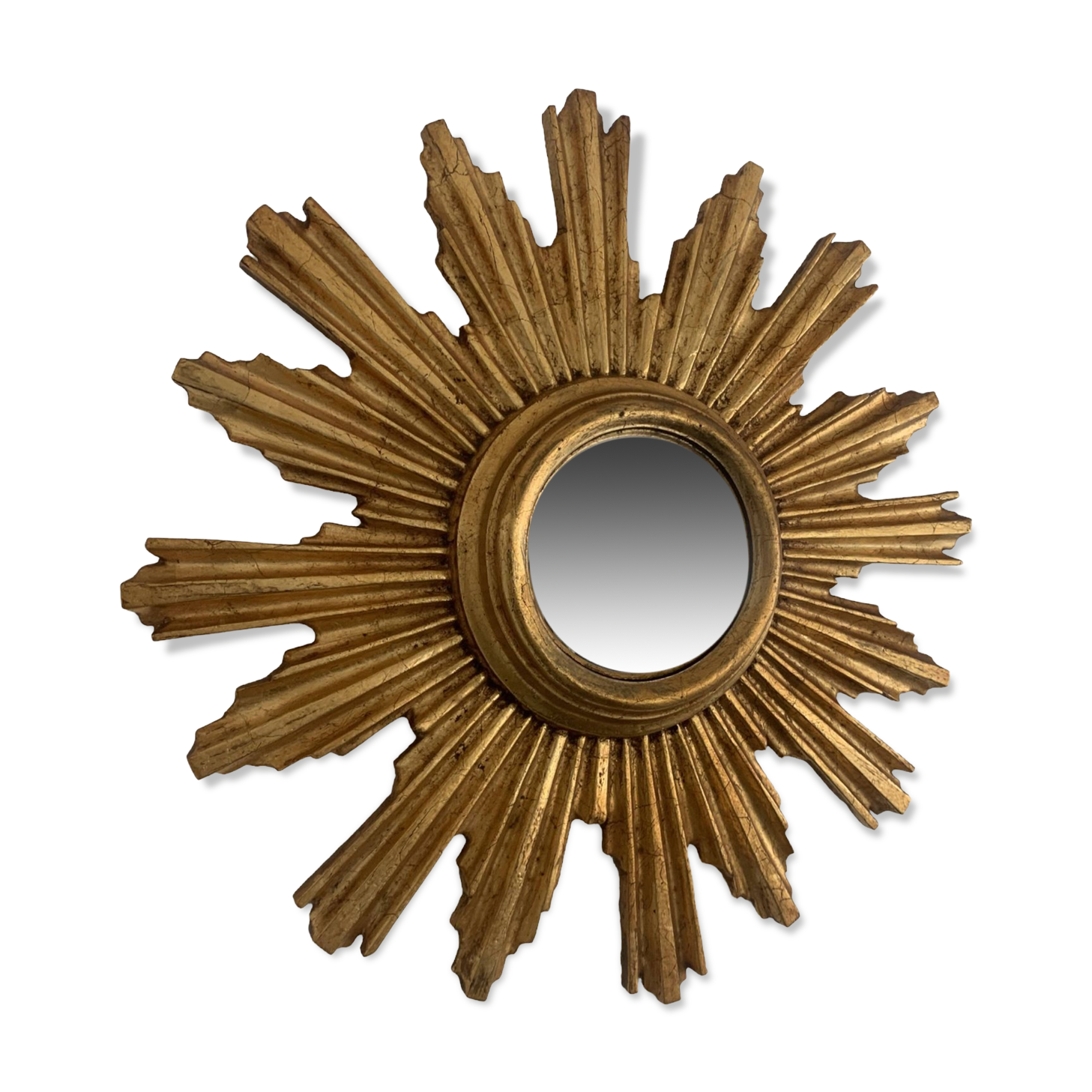 Vintage mirror 1960 sun witch gold leaf - 40 cm