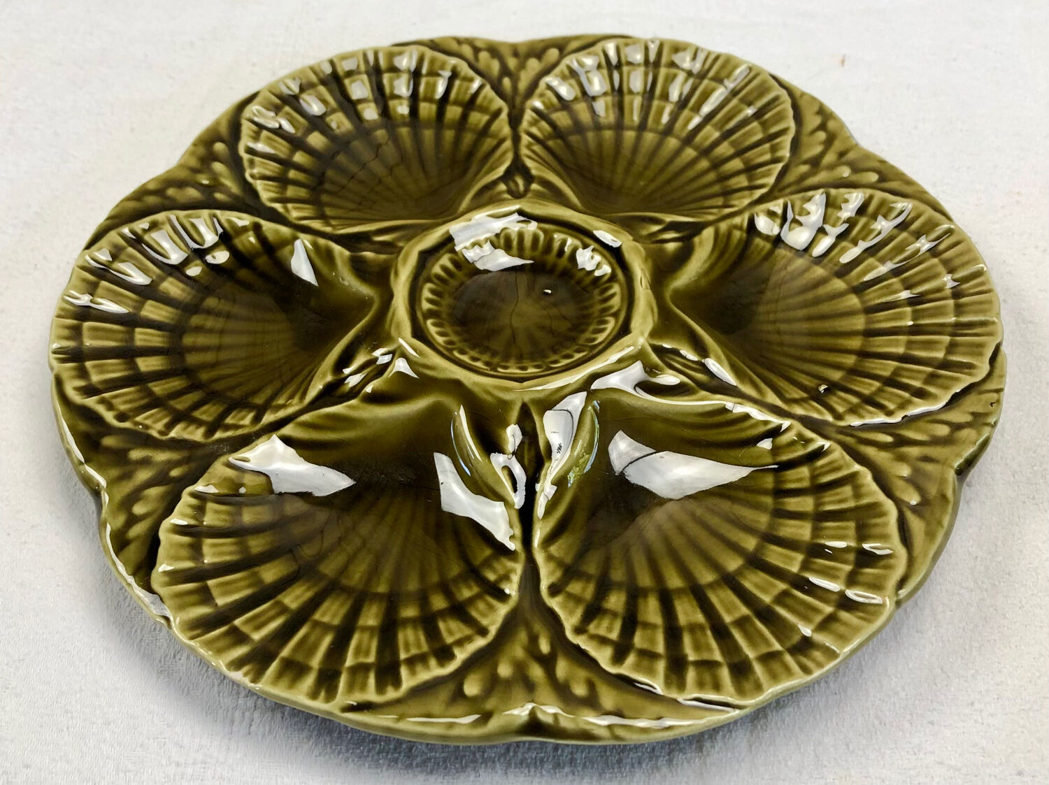 Lot 6 plates of oysters barbotine Sarreguemines