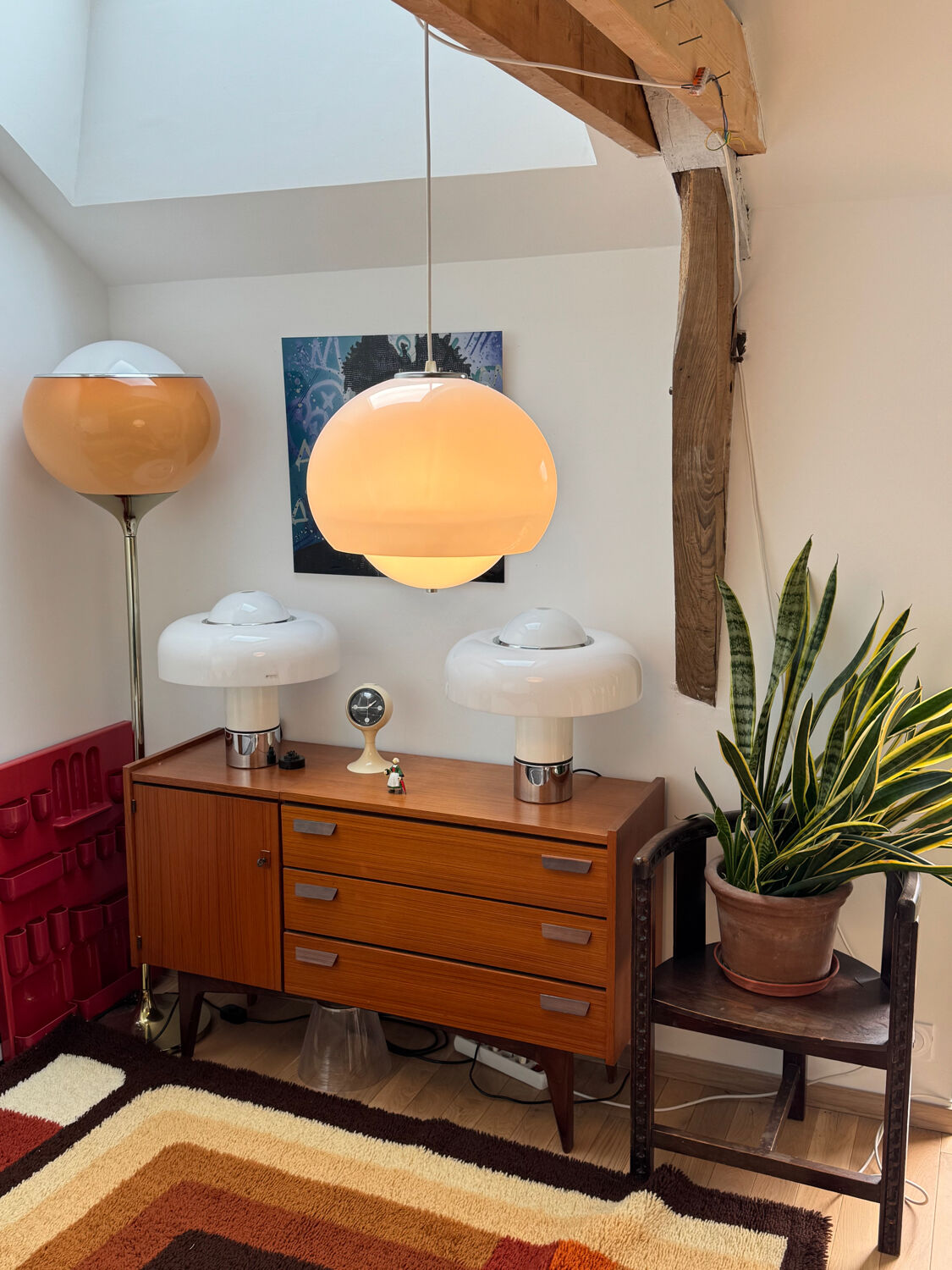 Vintage pendant lamp Harvey Guzzini Burgos: spatial suspension i