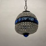 Crystal Beaded Bronze Light Pendant 1950’s