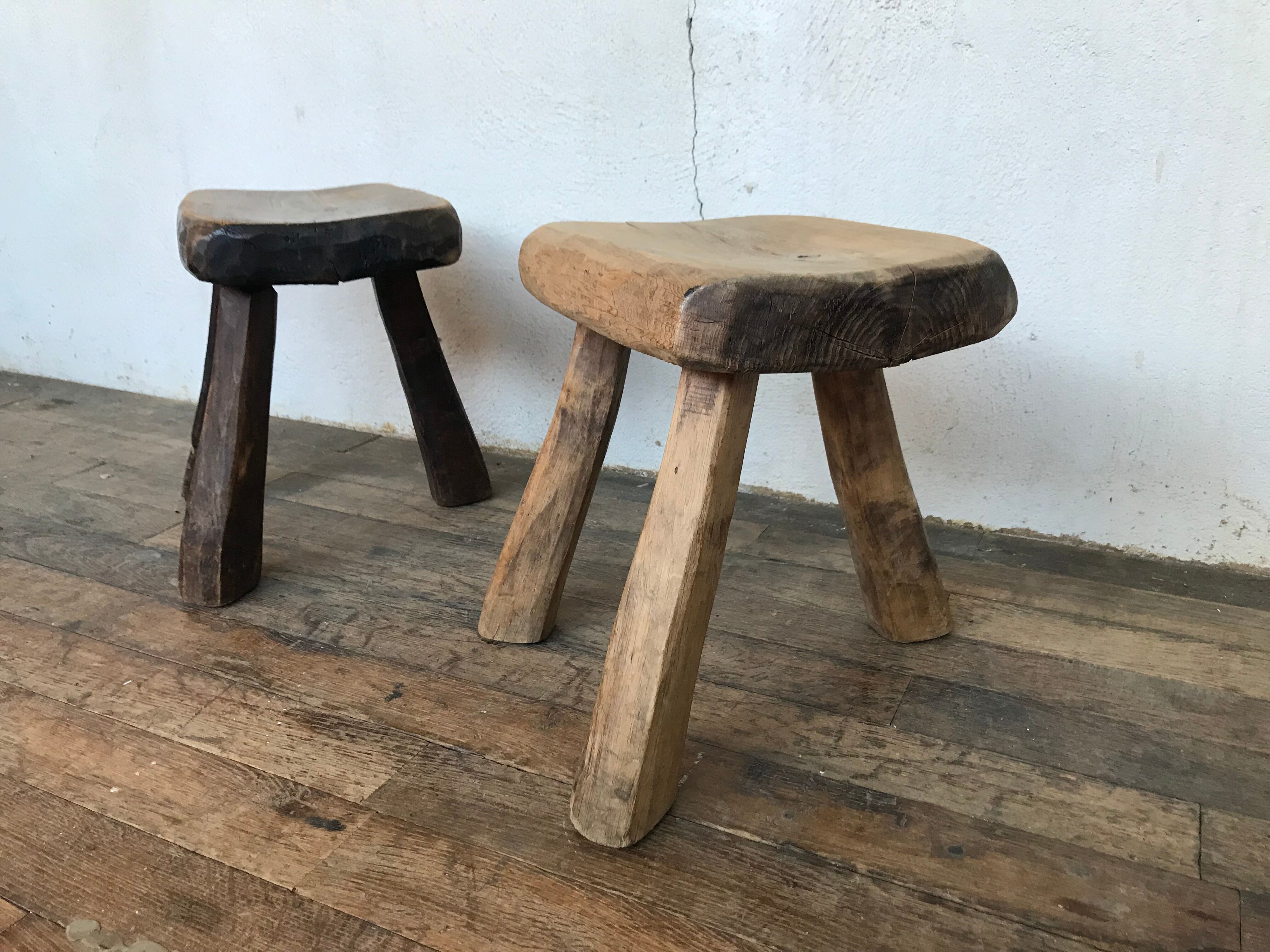 Pair of stools brutalist tripod gross desgin