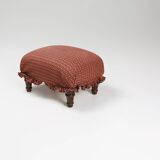 Small Art Deco Footstool with Original Upholstery, France, 1940s