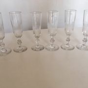 Set of 6 Champagne crystal flutes with fine ribs in 19th century