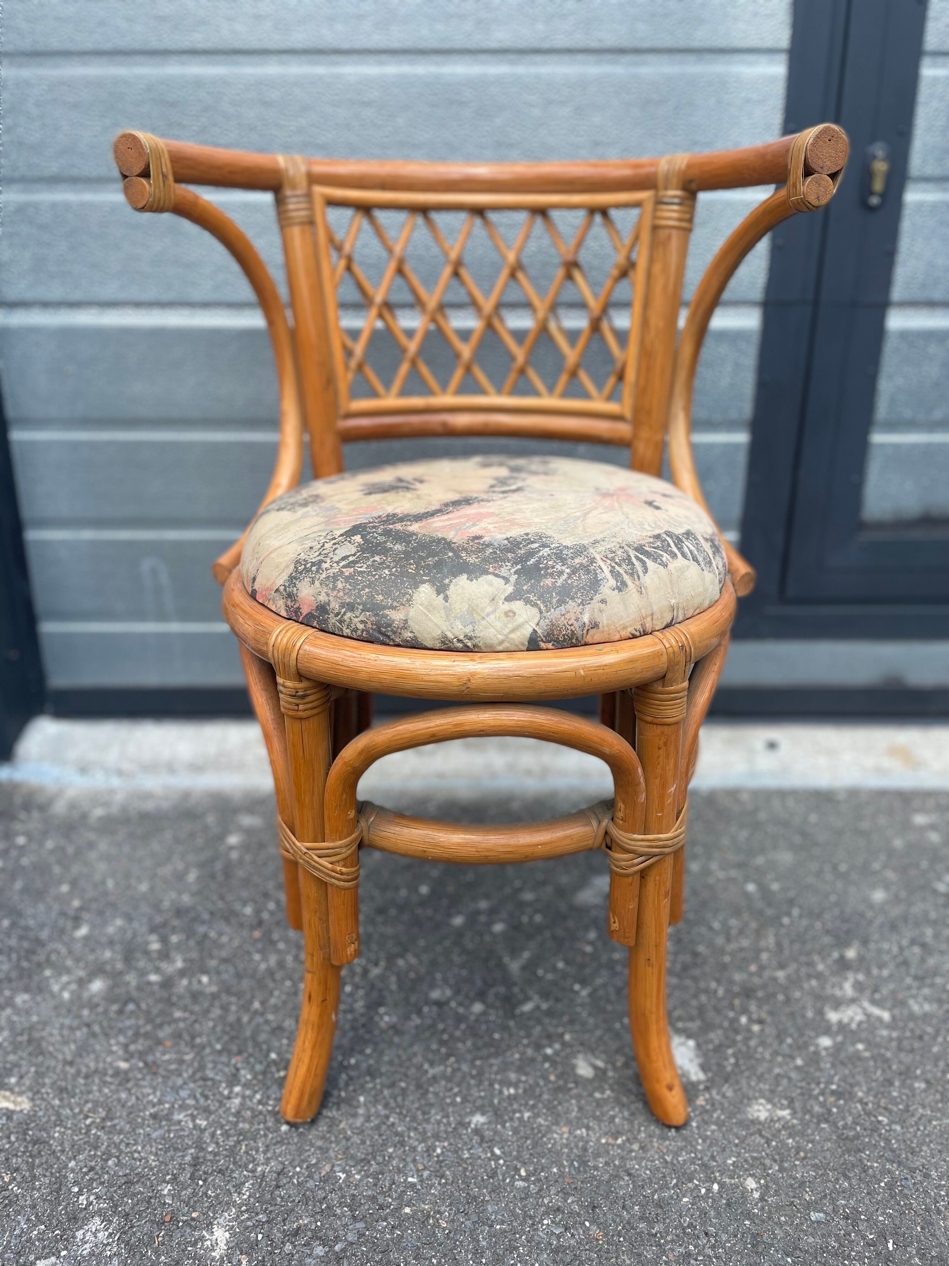 Rattan and bamboo armchair