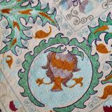 Antique hand embroidered silk suzani bedspread