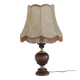 Vintage French Country Style Lamp Turned Wood Base & Hide Skin Shade