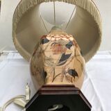 Former ceramic potiche lamp base wood - abat-day vintage beige fabric