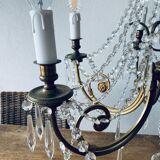 Chandelier with crystal and bronze tassels