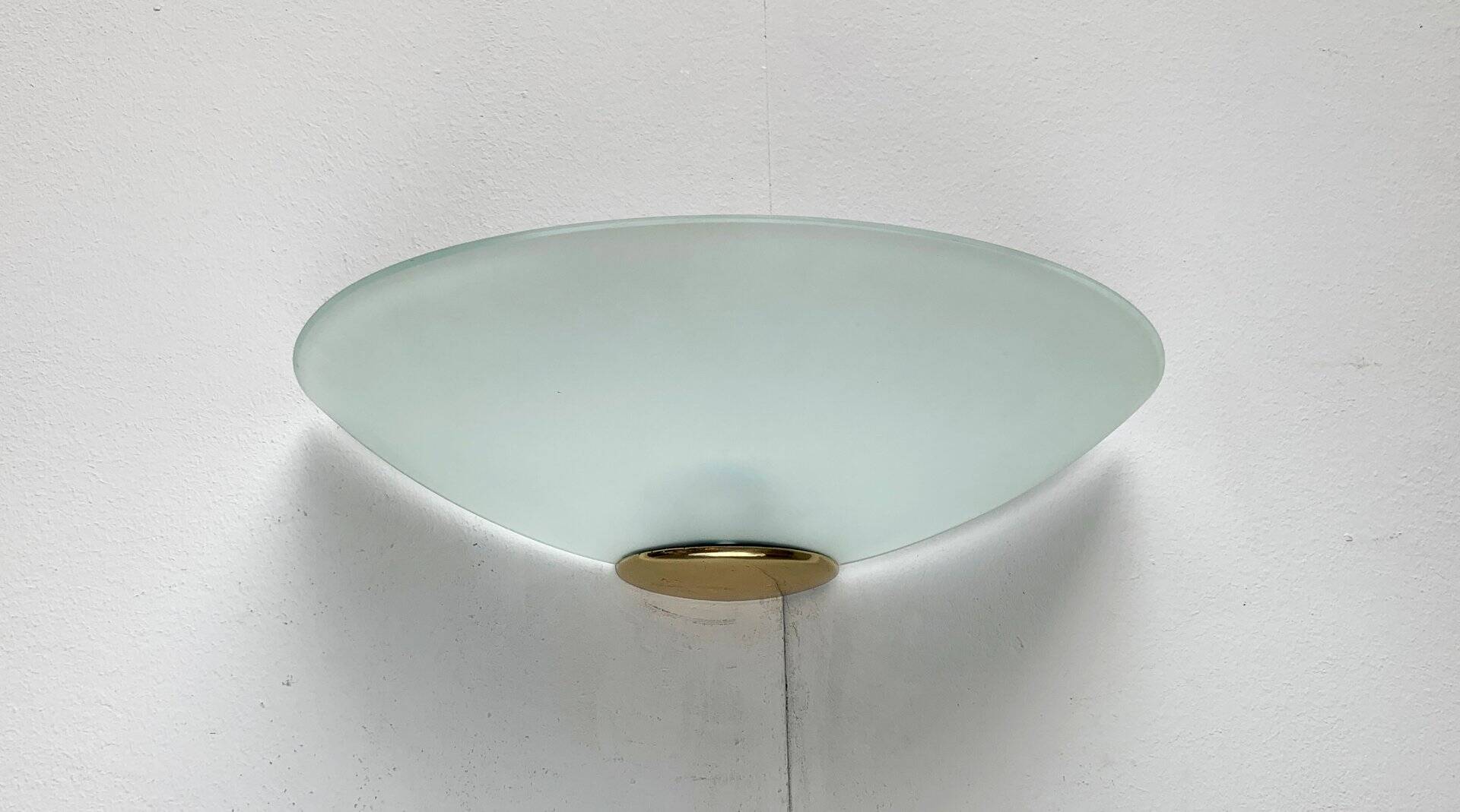 Postmodern vintage glass wall light by Metalarte, 1980s.