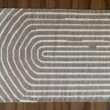 Tapis en laine géométrique fait à la main, paillasson, entrée, côté de lit, tapis traditionnel indien.