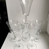 Set of 7 glasses of wine / crystal water 60s