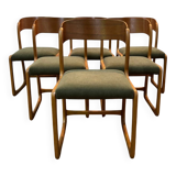 Set of 6 fully restored Baumann flat sled chairs