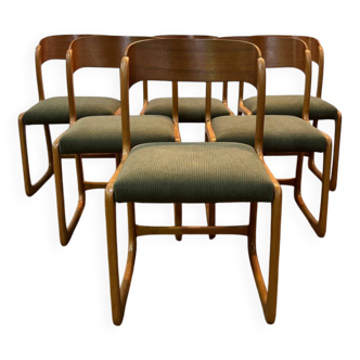 Set of 6 fully restored Baumann flat sled chairs