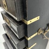 20th Century Black Wooden Cabinet with Eight Small Drawers