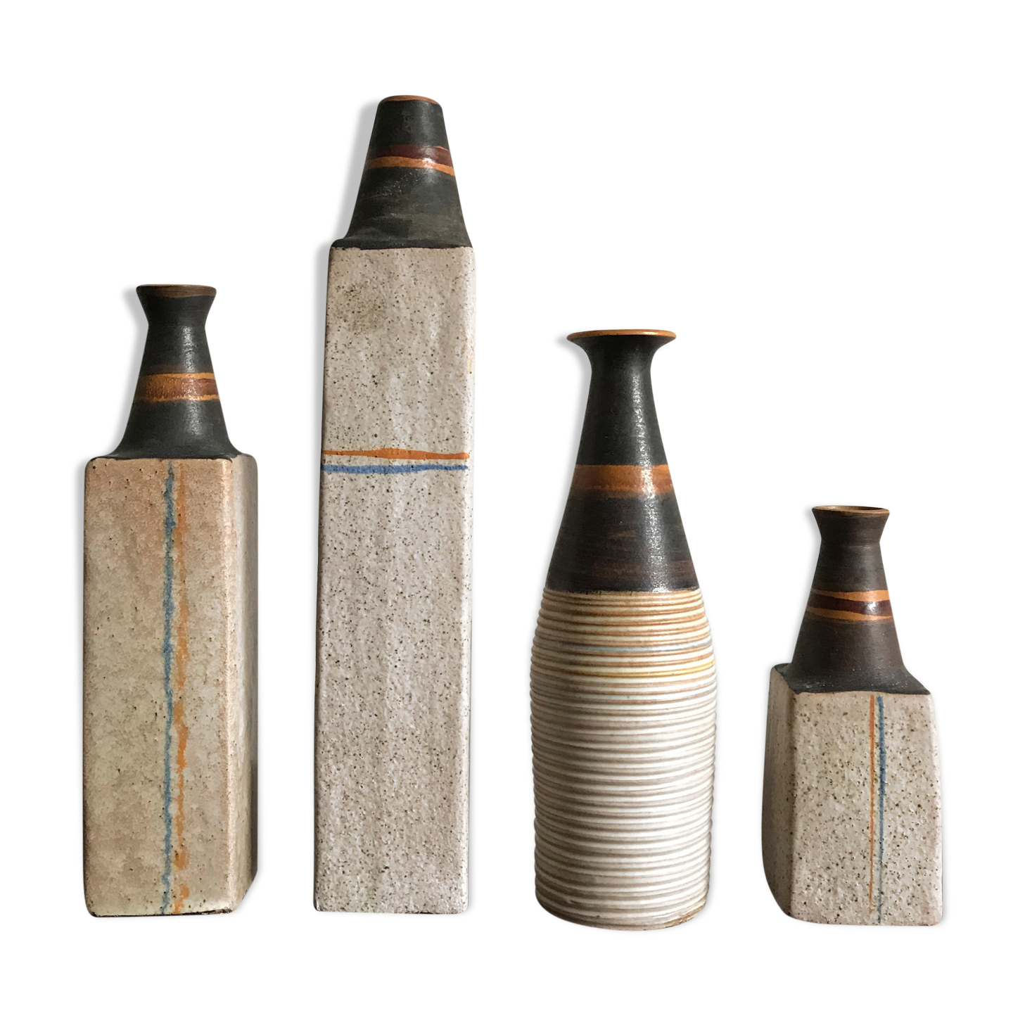 Ivo Sassi italian ceramic set vases bottles, 1950s