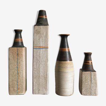 Vases bouteilles en céramique italienne Ivo Sassi, années 1950