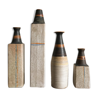 Vases bouteilles en céramique italienne Ivo Sassi, années 1950