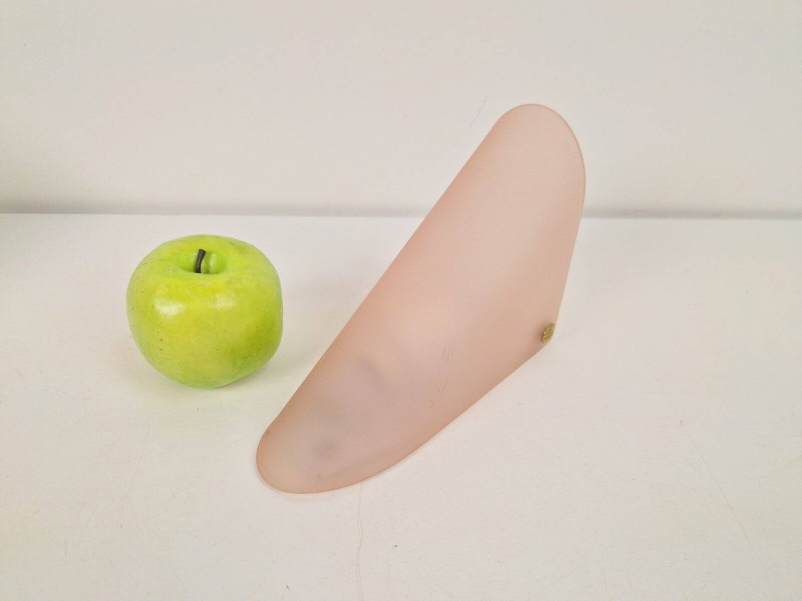 Vintage Triangular Conical Wall Sconces in Pink Frosted Glass from Lumal-It, 1990s, Set of 2