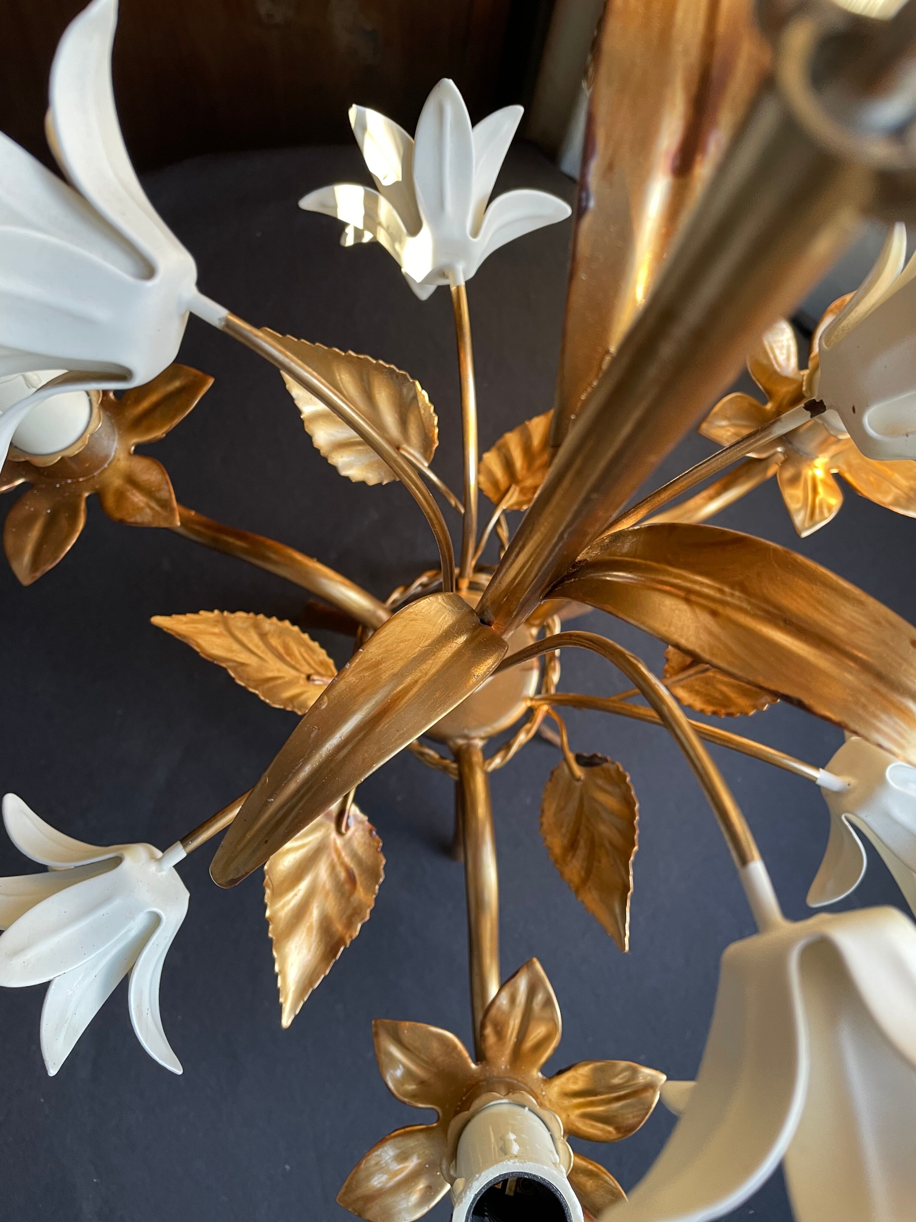 Lustre métal fleurs 3 feux