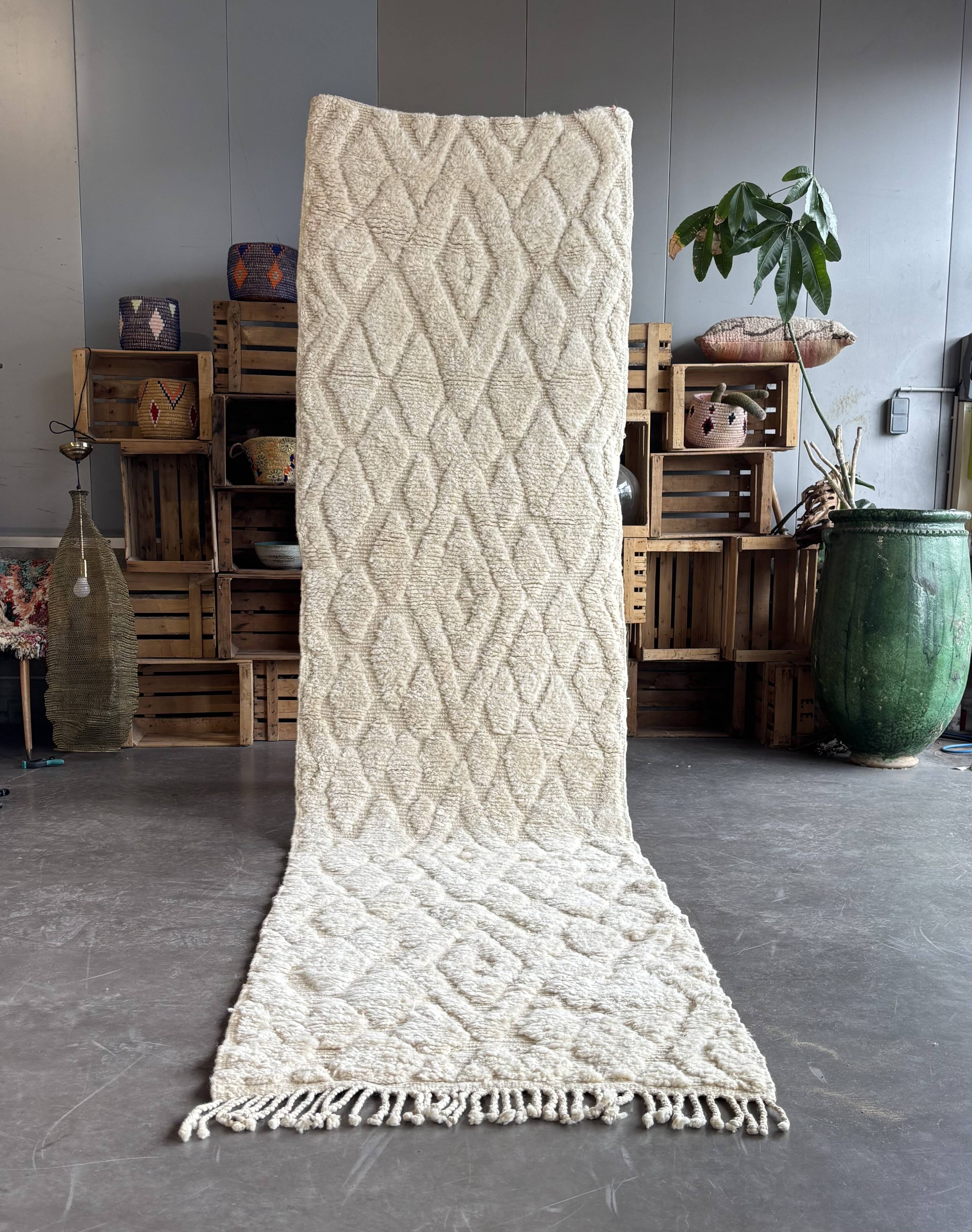 Berber Mrirt White hallway rug 95x390 cm
