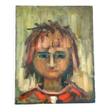 Oil portrait painting on canvas signed