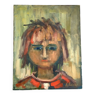 Oil portrait painting on canvas signed