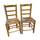 Paire de chaises en paille et bois vintage
