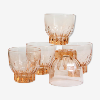 Set de 5 verre à liqueur en verre rose