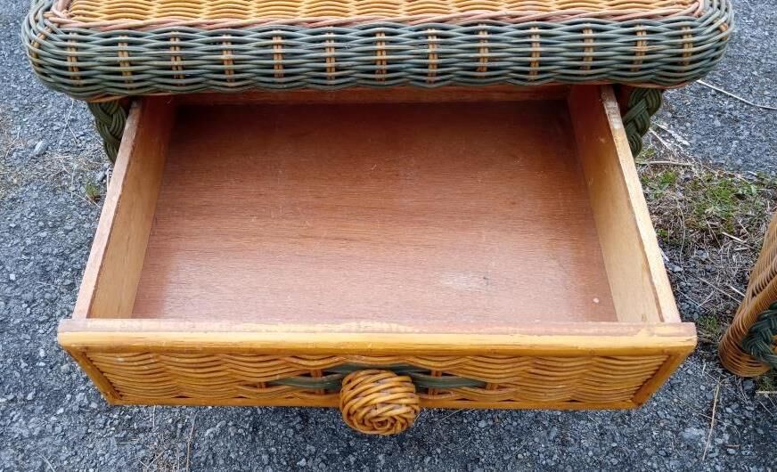 Pair of rattan bedsides