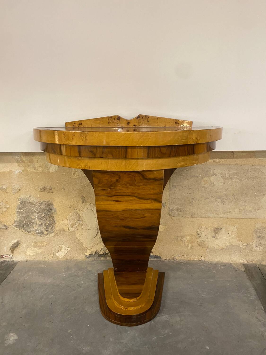Art deco half moon console