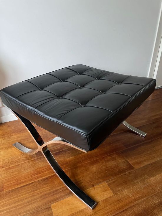 Vintage leather ottoman stool