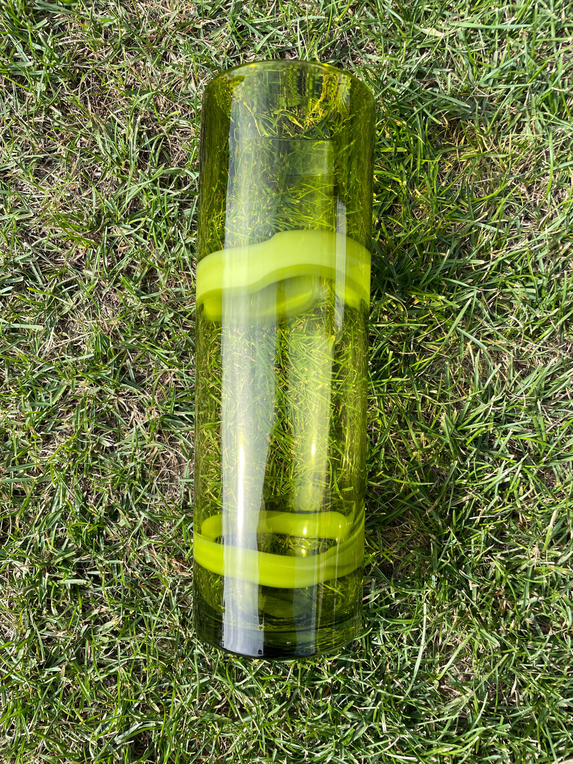 Vintage green glass vase 1970