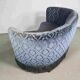 Art deco blue velvet banana sofa, denmark 1950s
