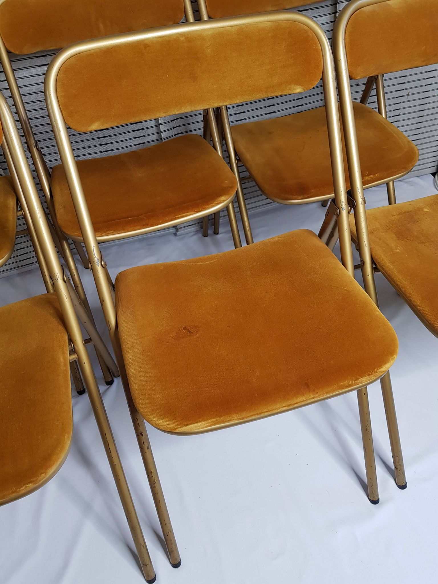 Set of 6 Souvignet conference chairs, vintage, in saffron velvet
