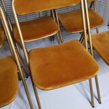 Ensemble de 6 chaises de conférence Souvignet, vintage, en velours safran