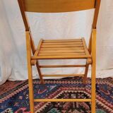 Set of 4 folding chairs in varnished wood
