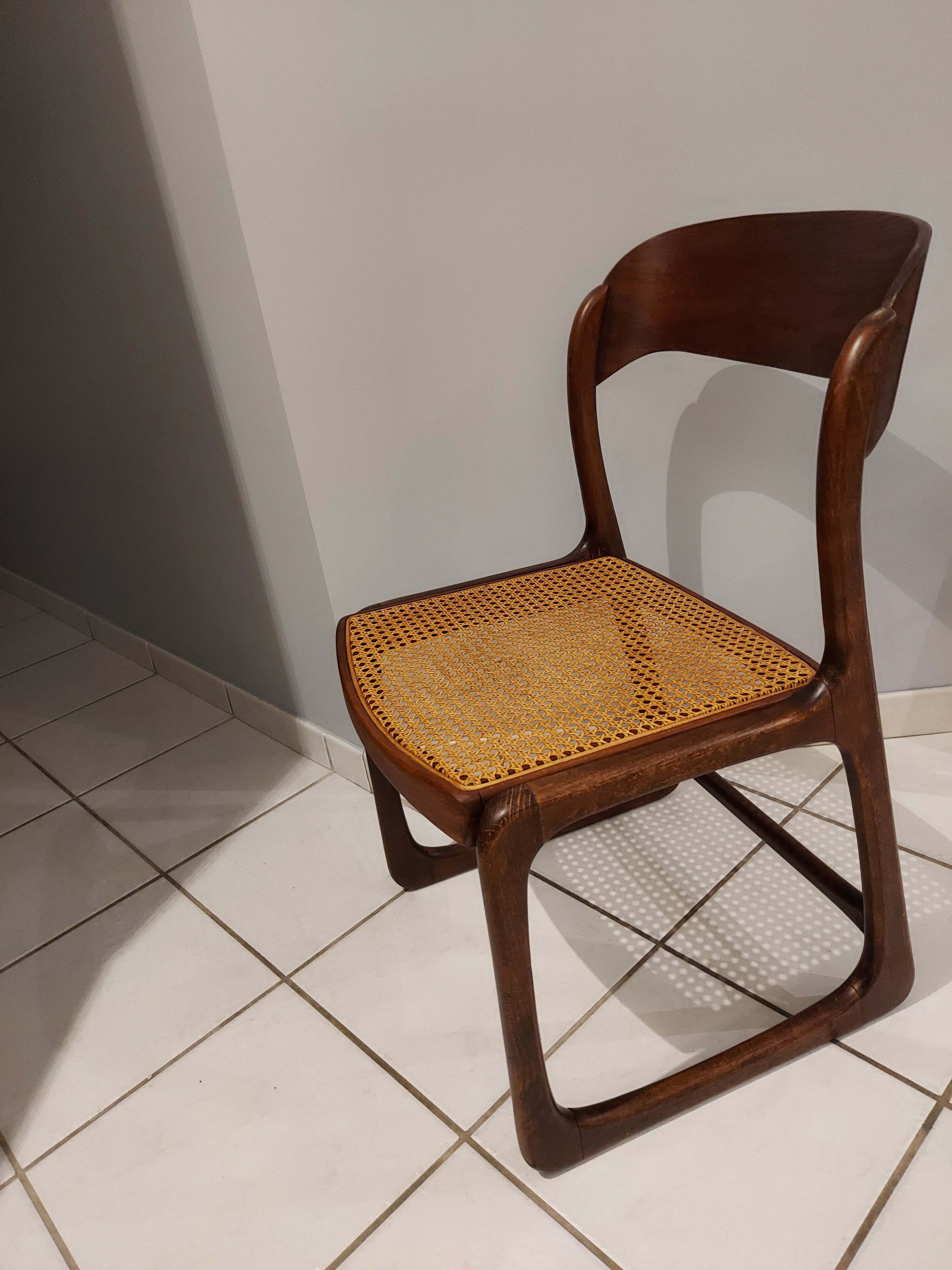Suite of 4 chairs Baumann model sleigh vintage canning 1970