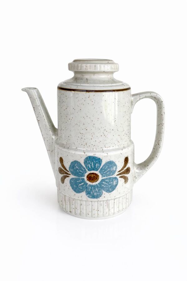 Service à café Bavaria en porcelaine, décor fleurs bleues, 24 pièces, 1970