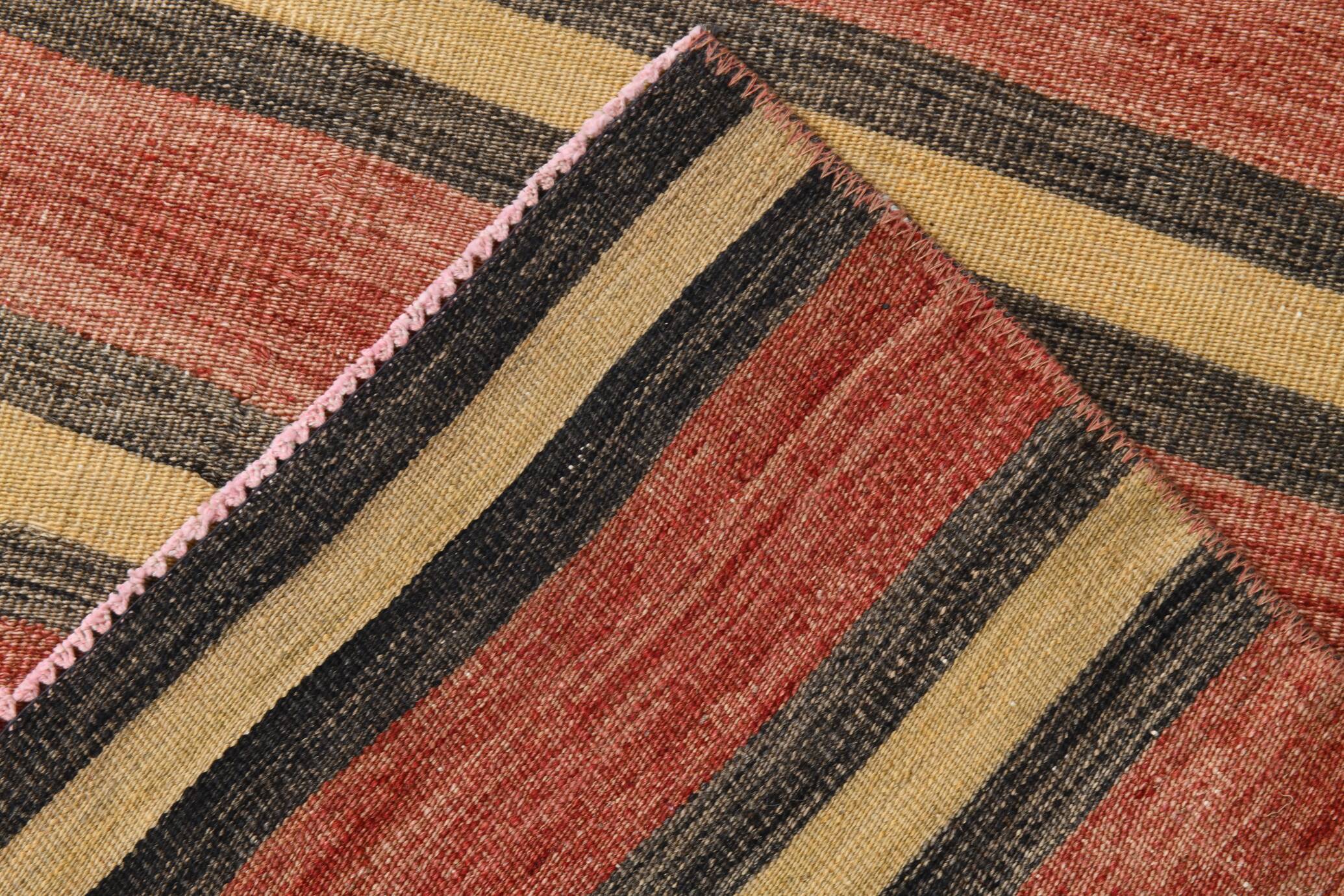 3x10 Rug For Hallway Red & Brown Vintage Kilim Runner Rug, 88x301Cm SK32981