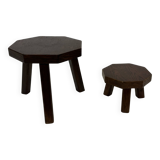 Vintage wooden set of  hexagon side tables/plant tables from the 70s