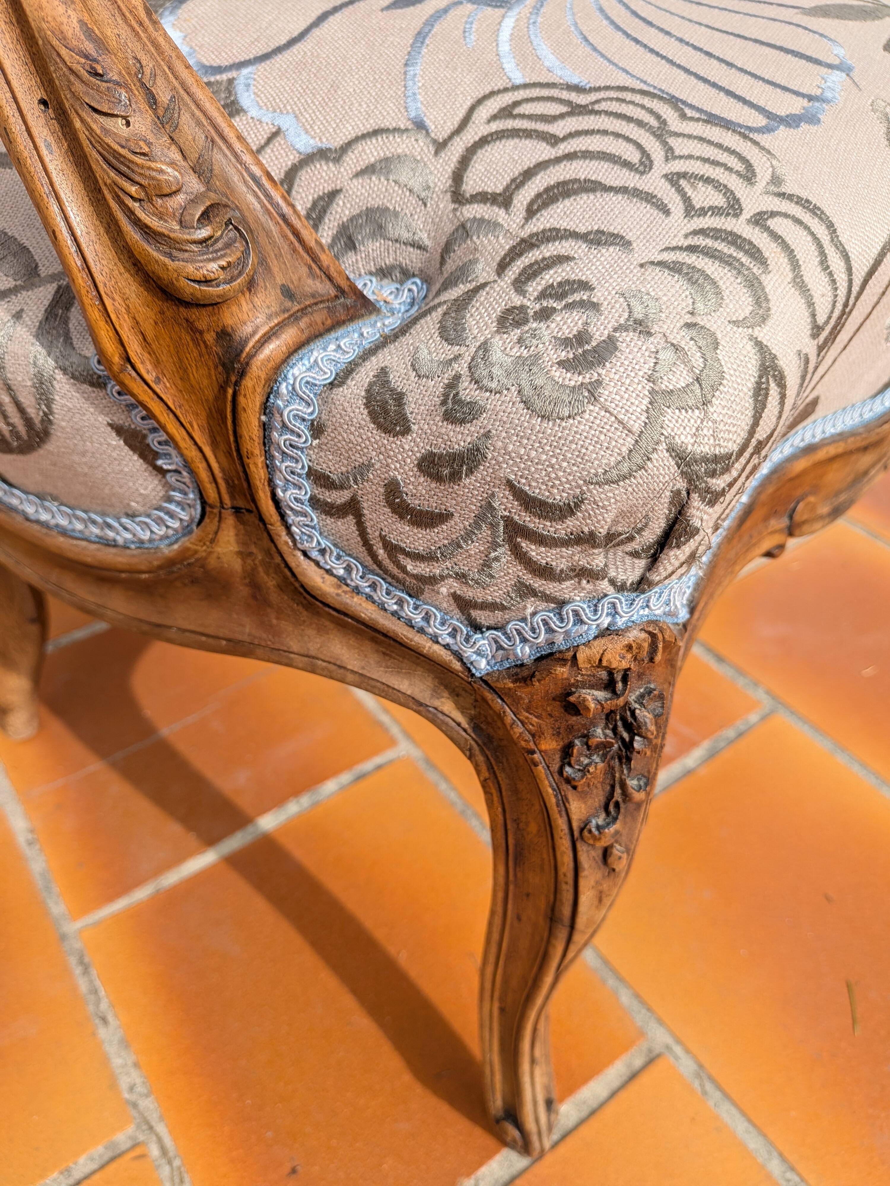 Louis XV style cabriolet armchair