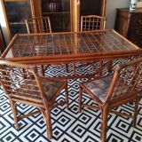 Rattan table and chairs 1960