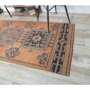 Tapis coureur en laine orange turc des années 1970 95x319