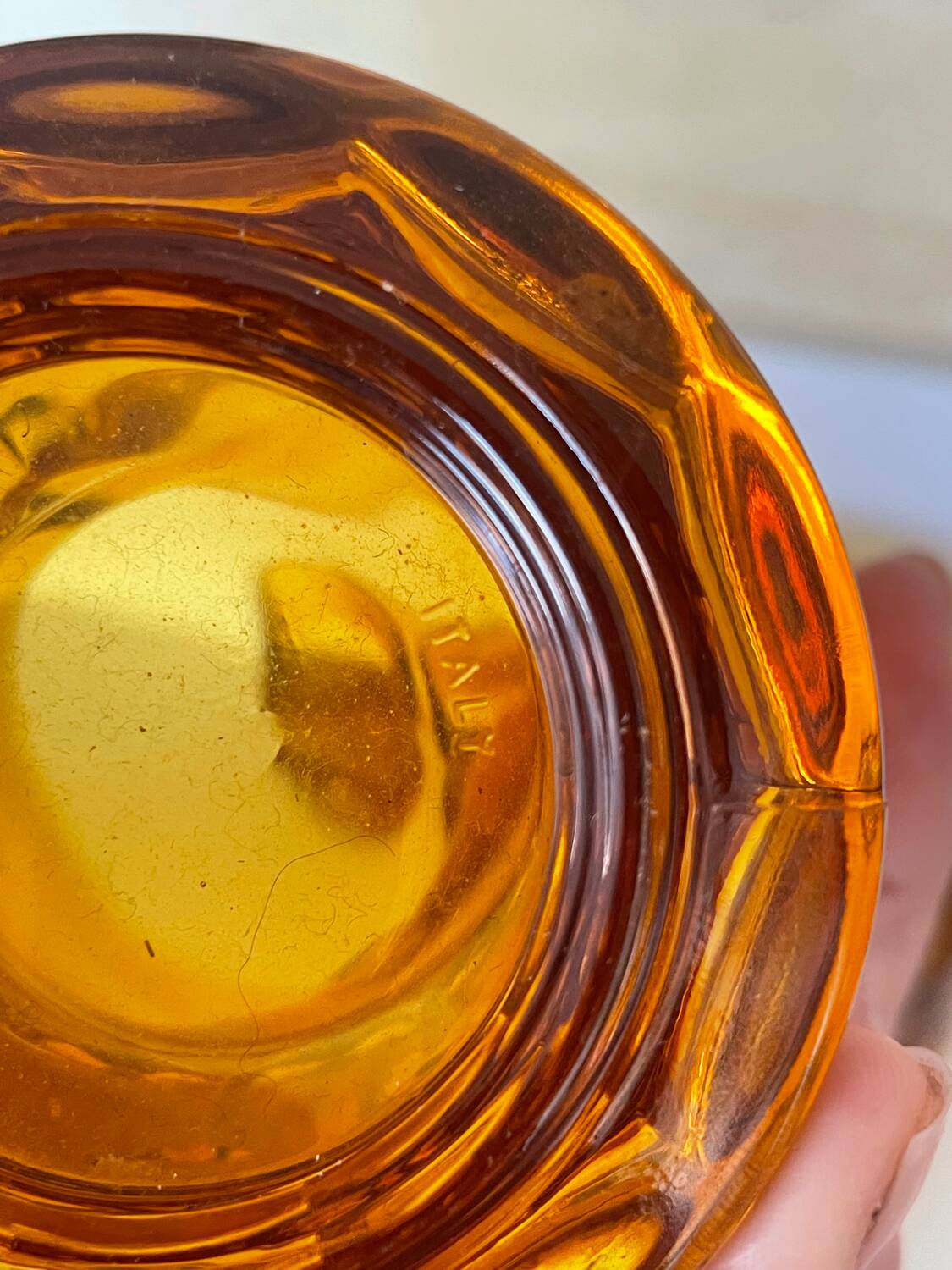 6 amber smoked glass orangeade glasses made in Italy