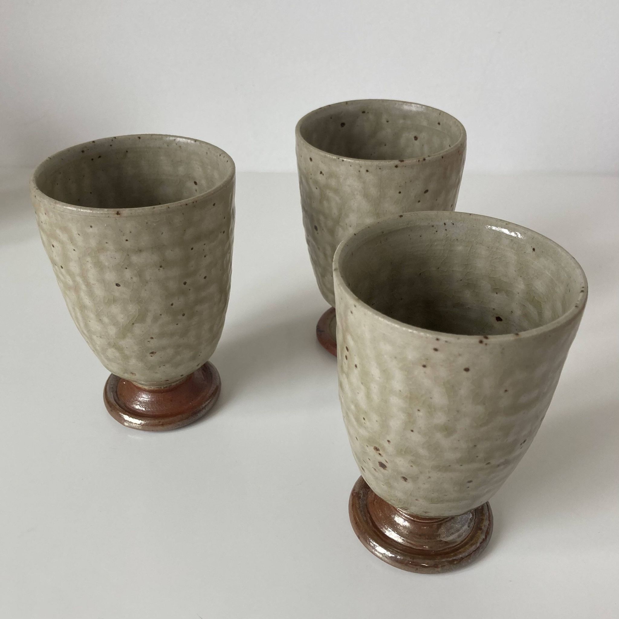 Trio of glazed stoneware vases from La Borne by Christine Pedley