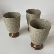 Trio of glazed stoneware vases from La Borne by Christine Pedley