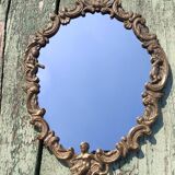 Vintage mirror in solid golden brass