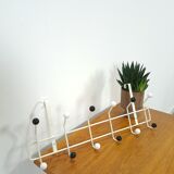 Vintage wall coat rack black white with hooks vintage