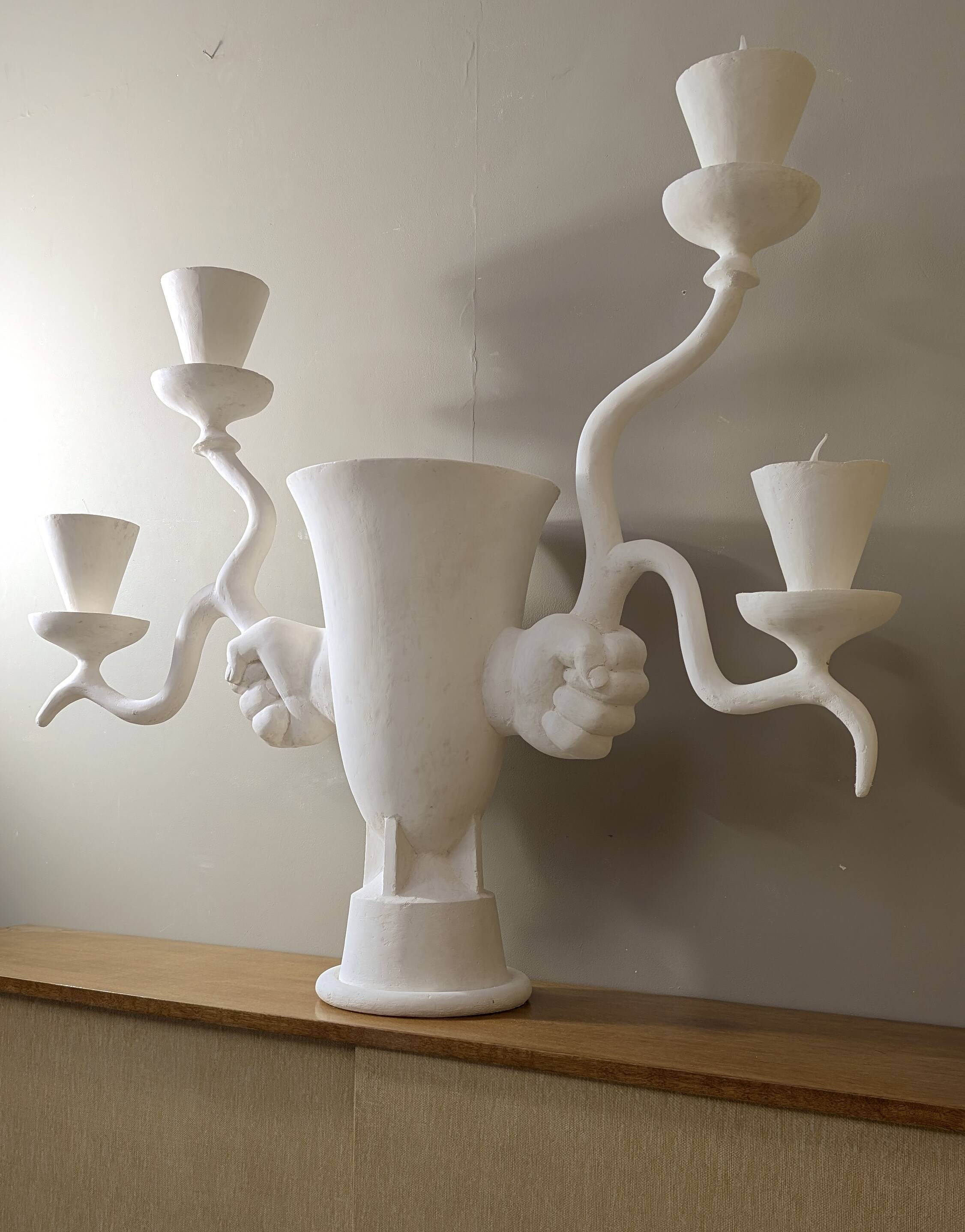 Lampe sculpture en plâtre