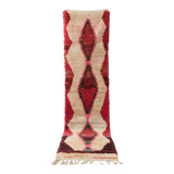 Red and beige Berber hallway rug 75 x 280 cm